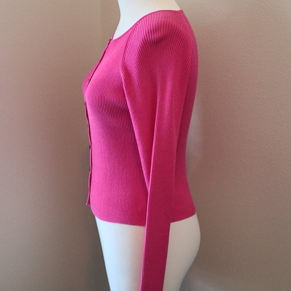 J. Crew Pink Ribbed Button Cardigan - Picture 3 of 6